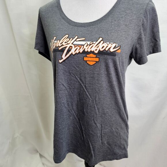 Harley-Davidson Gray Scoop Neck Short Sleeve Tee Size Large - Picture 3 of 6